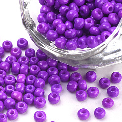 Dark Violet Baking Paint Glass Seed Beads, Round, Dark Violet, 3x1.5~3mm, Hole: 1mm, about 10000pcs/bag, about 450g/bag