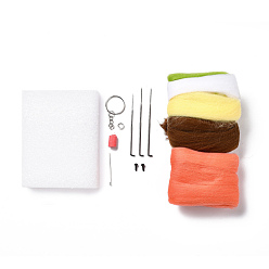 Color mezclado Kit de decoración y llavero de exhibición de fieltro de aguja con instrucciones, kits de fieltro de suculentas en forma de zorro, color mezclado