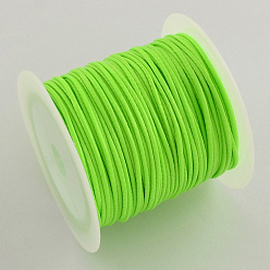 Lawn Green Korean Waxed Polyester Cords, Lawn Green, 1mm, about 10.93 yards(10m)/roll, 25rolls/bag