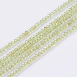 Peridot Natural Peridot Beads Strands, Faceted, Round, 2mm, Hole: 0.5mm, about 200pcs/strand, 15.5 inch