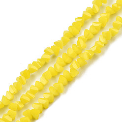 Yellow Opaque Solid Color Glass Beads Strands, Faceted Triangle, Yellow, 3x2x2mm, Hole: 0.8mm, about 150~152pcs/strand, 10.43 inch~11.42 inch(26.5~29cm)