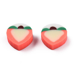 Tomato Handmade Polymer Clay Beads, Peach, Tomato, 9~9.5x9.5~10x4.5mm, Hole: 1.2~1.8mm