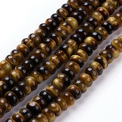 Tiger Eye Natural Tiger Eye Beads Strands, Rondelle, 6.5x4mm, Hole: 1mm, about 101pcs/strand, 15.1 inch(38.5cm)