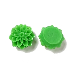 Green Resin Cabochons, Flower, Size: about 15mm in diameter, 8mm thick.