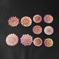 Pink Pegatinas decorativas autoadhesivas redondas mandala mascota, Calcomanías de flores láser impermeables para álbumes de recortes diy, fabricación de la tarjeta, rosa, 59~79x59~79x0.2 mm