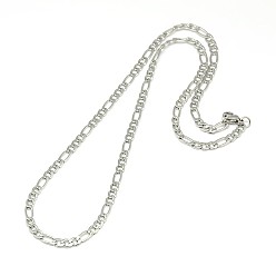 Stainless Steel Color 304 Stainless Steel Figaro Chain Necklace Making, Stainless Steel Color, 17.72 inch~17.91 inch(45cm~45.5cm), 4mm