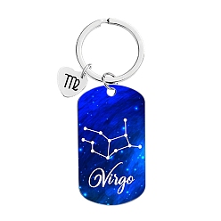 Virgo Twelve Constellations Metal Keychains, Oval Rectangle, Virgo, 8cm