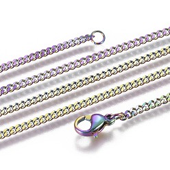 Rainbow Color Вакуумное покрытие 304 ожерелья-цепочки из нержавеющей стали, с застежкой омар коготь, Радуга цветов, 21.65 дюйм (55 см)