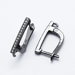 Черный Цвет Металла Латунные серьги-кольца с застежкой сзади, металлический черный , 19x12x2 мм, отверстие : 1 мм, штифты : 1.1 мм