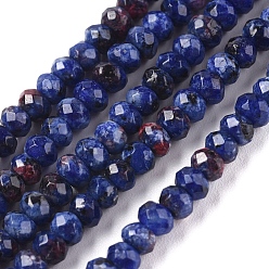 Blue Dyed Natural Malaysia Jade Rondelle Beads Strands, Faceted, Blue, 4x2~3mm, Hole: 1mm, about 115pcs/strand, 14 inch
