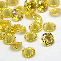 Yellow Diamond Shape Grade A Cubic Zirconia Cabochons, Faceted, Yellow, 2mm