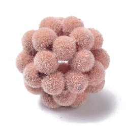 Corail Clair Perles tissées en résine floquée, billes de cluster, ronde, corail lumière, 16.5mm, Trou: 2.5mm