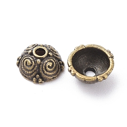 Bronze Antique Coupelles en alliage , sans plomb et sans cadmium, couleur de bronze antique, 8x8x4.5mm, Trou: 2mm, diamètre intérieur: 6 mm