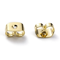 Real 24K Gold Plated Brass Friction Ear Nuts, Ear Locking Earring Backs for Post Stud Earrings, Real 24K Gold Plated, 6x4x3.5mm, Hole: 1mm