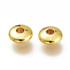Golden Brass Spacer Beads, Long-Lasting Plated, Disc, Golden, 3.7x2mm, Hole: 1.5mm