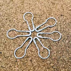 White Iron Safety Pins, Calabash/Gourd Pin, Bulb Pin, Sewing Tool, White, 22x10x1.5mm, about 1000pcs/bag