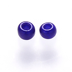 Bleu 6/0 perles de rocaille rondes en verre de peinture de cuisson, bleu, 4~5x3~4mm, trou: 1~2 mm, environ 4500 pièces / livre