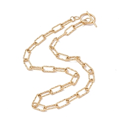 Oro 304 collar de cadena de clip de papel texturizado de acero inoxidable para mujer, dorado, 19.29 pulgada (49 cm)