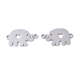Stainless Steel Color 201 Stainless Steel Links connectors, Laser Cut, Elephant, Stainless Steel Color, 11x19.5x1mm, Hole: 1.4mm