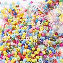 Color mezclado Abalorios de la semilla de cristal, estilo mezclado, rondo, color mezclado, 2x1.5 mm, agujero: 0.9 mm, Sobre 50000 unidades / 1000 g