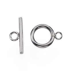 Stainless Steel Color 304 Stainless Steel Toggle Clasps, Stainless Steel Color, Ring: 16x12x2mm, Hole: 3mm, Bar: 18x7x2mm, Hole: 3mm