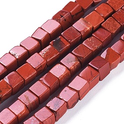 Red Jasper Natural Red Jasper Beads Strands, Cube, 4~4.5x4~4.5x4~4.5mm, Hole: 0.8mm, about 96pcs/strand, 15.75 inch(40cm)