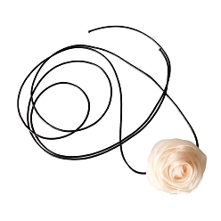 Marron Clair Colliers choker en tissu, fleur rose, bisque, 5.51 pouce (14 cm)
