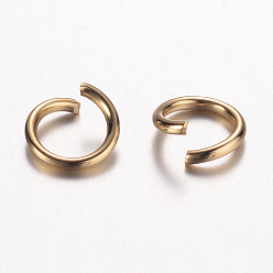 Oro 304 argollas de acero inoxidable, anillo, anillos del salto abiertos, dorado, 18 calibre, 7x1 mm, diámetro interior: 5 mm