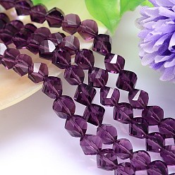 Purple Faceted Polyhedron Imitation Austrian Crystal Bead Strands, Grade AAA, Purple, 10mm, Hole: 0.9~1mm, about 40pcs/strand, 15.7 inch