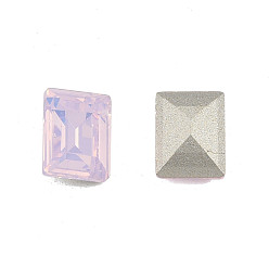 Light Rose K9 Glass Rhinestone Cabochons, Pointed Back & Back Plated, Faceted, Rectangle, Light Rose, 8x6x3mm
