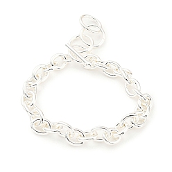 Silver Ion Plating(IP) 304 Stainless Steel Cable Chain Bracelets, Silver, 8 inch(20.4cm)