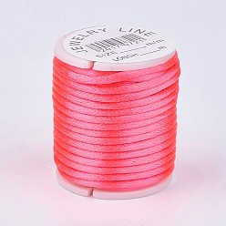 Pale Violet Red Nylon Thread, Rattail Satin Cord, Pale Violet Red, 2mm, about 4.37 yards(4m)/roll