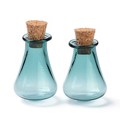 Dark Cyan Glass Cork Bottles, Glass Empty Wishing Bottles, DIY Vials for Home Decorations, Dark Cyan, 17x27mm
