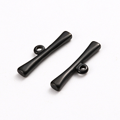 Electrophoresis Black 304 Stainless Steel Toggle Clasps Parts, Bar, Electrophoresis Black, 21x6x2.5mm, Hole: 1.5mm