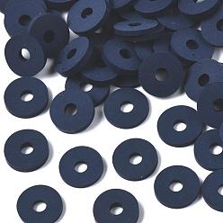 Prussian Blue Eco-Friendly Handmade Polymer Clay Beads, Disc/Flat Round, Heishi Beads, Prussian Blue, 8x0.5~1mm, Hole: 2mm, about 13000pcs/1000g