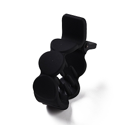Noir Plastique de pinces à cheveux griffes, Style mat, en forme de poisson avec plat rond, noir, 49.5x36x15.5mm