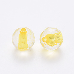 Or Perles acryliques transparentes, ronde, facette, or, 6x5.5mm, Trou: 1.4mm, environ4160 pcs / 500 g