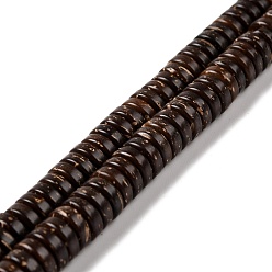 Coconut Brown Coconut Beads Strands, Flat Round/Disc, Heishi Beads, Coconut Brown, 8x3mm, Hole: 1.5mm, about 110~111pcs/strand, 13.27''(33.7~33.8cm)