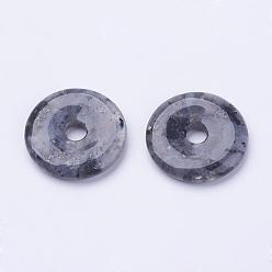 Labradorite Pendentifs en larvikite naturelle, disque de donut / pi, largeur de l'anneau: 11~12 mm, 28~30x5~6mm, Trou: 6mm