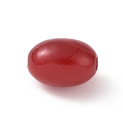 Rojo Oscuro Cuentas de perlas de imitación de plástico abs, oval, de color rojo oscuro, 11x7.5 mm, agujero: 1.6 mm, Sobre 1724 unidades / 500 g