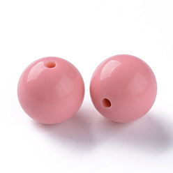 Salmon Opaque Acrylic Beads, Round, Salmon, 20x19mm, Hole: 3mm, about 111pcs/500g