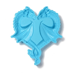 Deep Sky Blue DIY Dragon Lovers Heart Silicone Molds, Resin Casting Molds, Fondant Molds, for Candy, Chocolate, UV Resin, Epoxy Resin Craft Making, Deep Sky Blue, 227x190x21.5mm