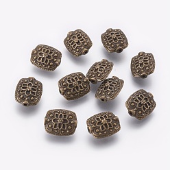 Antique Bronze Tibetan Style Alloy Beads, Antique Bronze Color, Rectangle, Lead Free & Cadmium Free, 11mm wide, 13mm long, 6.5mm thick, hole: 1.5mm