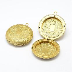 Crudo (Sin Aplanar) Medallón de bronce grandes colgantes, plano y redondo, sin plomo, crudo (sin chapar), 56x50x12.5 mm, agujero: 4 mm