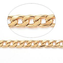 Golden 304 Stainless Steel Cuban Link Chains, Chunky Curb Chains, with Spool, Unwelded, for Jewelry Making, Golden, 7x4.5x1mm, about 82.02 Feet(25m)/roll