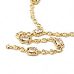 Настоящее золото 18K Ожерелье из прозрачного кубического циркония с прямоугольным лариатом, стеллаж для латунных украшений для женщин, без кадмия и без свинца, реальный 18 k позолоченный, 16.93 дюйм (43 см)