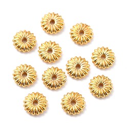 Golden Rack Plating Alloy Beads, Cadmium Free & Lead Free, Long-Lasting Plated, Flat Flower, Golden, 6x1.5mm, Hole: 0.9mm