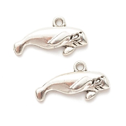 Antique Silver Tibetan Style Alloy Pendants, Seal Fish Shaped, Antique Silver, 13x24x4mm, Hole: 1.8mm