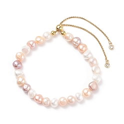 Colorful Natural Pearl Beaded Slider Bracelet for Women, Colorful, Inner Diameter: 2~3-1/4 inch(5.1~8.4cm)