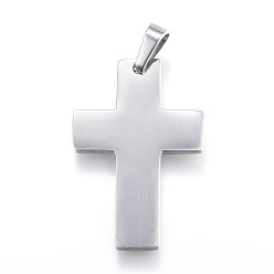 Stainless Steel Color 304 Stainless Steel Pendants, Cross, Stainless Steel Color, 35x23x2mm, Hole: 4x8mm
